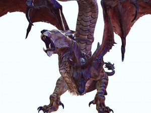 DOWNLOAD CHIMERA 3D MODEL - OBJ FBX - 3D PRINTING - 3D PROJECT - MONSTER CHIMERA - BASILIK DINOSAUR Modello 3D