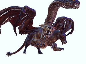 DOWNLOAD CHIMERA 3D MODEL - OBJ FBX - 3D PRINTING - 3D PROJECT - MONSTER CHIMERA - BASILIK DINOSAUR Modello 3D