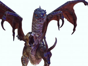DOWNLOAD CHIMERA 3D MODEL - OBJ FBX - 3D PRINTING - 3D PROJECT - MONSTER CHIMERA - BASILIK DINOSAUR Modello 3D