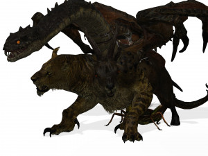 DOWNLOAD CHIMERA 3D MODEL - OBJ FBX - 3D PRINTING - 3D PROJECT - MONSTER CHIMERA - BASILIK DINOSAUR Modello 3D