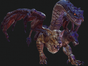 DOWNLOAD CHIMERA 3D MODEL - OBJ FBX - 3D PRINTING - 3D PROJECT - MONSTER CHIMERA - BASILIK DINOSAUR Modello 3D