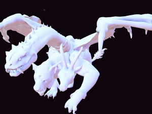 DOWNLOAD CHIMERA 3D MODEL - OBJ FBX - 3D PRINTING - 3D PROJECT - MONSTER CHIMERA - BASILIK DINOSAUR Modello 3D