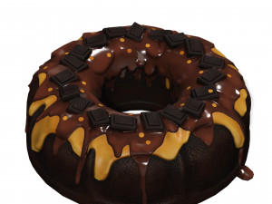 CHOCOLATE CAKE CARAMEL CAKE ICE CREAM FOOD 3D MODEL - 3D PRINTING - OBJ - FBX - STRAWBERRY 3D Model