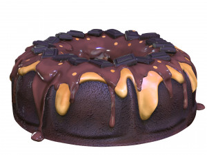 CHOCOLATE CAKE CARAMEL CAKE ICE CREAM FOOD 3D MODEL - 3D PRINTING - OBJ - FBX - STRAWBERRY 3D Model