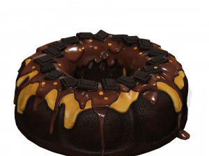 TORTA AL CIOCCOLATO TORTA AL CARAMELLO GELATO CIBO MODELLO 3D - STAMPA 3D - OBJ - FBX - FRAGOLA Modello 3D