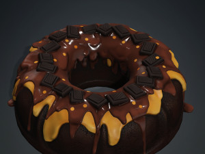 CHOCOLATE CAKE CARAMEL CAKE ICE CREAM FOOD 3D MODEL - 3D PRINTING - OBJ - FBX - STRAWBERRY 3D Model