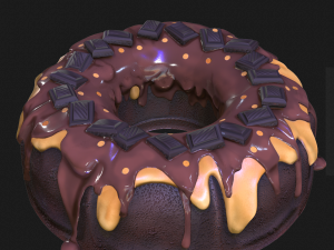 CHOCOLATE CAKE CARAMEL CAKE ICE CREAM FOOD 3D MODEL - 3D PRINTING - OBJ - FBX - STRAWBERRY 3D Model