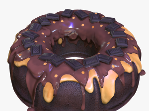 CHOCOLATE CAKE CARAMEL CAKE ICE CREAM FOOD 3D MODEL - 3D PRINTING - OBJ - FBX - STRAWBERRY 3D Model