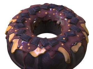 TORTA AL CIOCCOLATO TORTA AL CARAMELLO GELATO CIBO MODELLO 3D - STAMPA 3D - OBJ - FBX - FRAGOLA Modello 3D