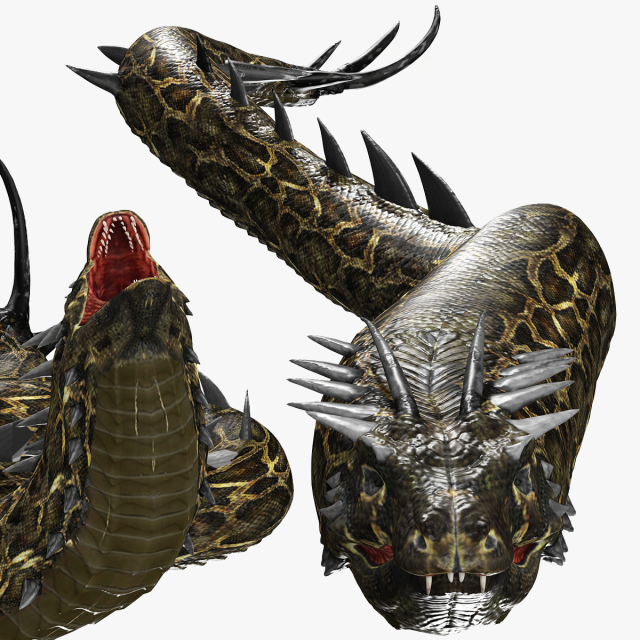 DOWNLOAD BASILIK 3D MODEL ANIMATED - ANIMAL CREATURE FAN ART BASILIK BASILIK DINOSAUR DINOSAUR SNAKE Modèle 3D .c4d .max .obj .3ds .fbx .stl .blend 