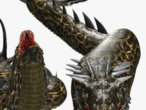DOWNLOAD BASILIK 3D MODEL ANIMATED - ANIMAL CREATURE FAN ART BASILIK BASILIK DINOSAUR DINOSAUR SNAKE 3D-Modell
