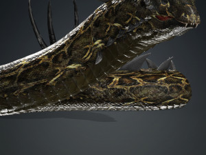 DOWNLOAD BASILIK 3D MODEL ANIMATED - ANIMAL CREATURE FAN ART BASILIK BASILIK DINOSAUR DINOSAUR SNAKE Modèle 3D