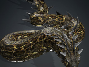 DOWNLOAD BASILIK 3D MODEL ANIMATED - ANIMAL CREATURE FAN ART BASILIK BASILIK DINOSAUR DINOSAUR SNAKE Modèle 3D