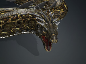 DOWNLOAD BASILIK 3D MODEL ANIMATED - ANIMAL CREATURE FAN ART BASILIK BASILIK DINOSAUR DINOSAUR SNAKE Modèle 3D