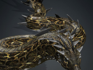 DOWNLOAD BASILIK 3D MODEL ANIMATED - ANIMAL CREATURE FAN ART BASILIK BASILIK DINOSAUR DINOSAUR SNAKE Modèle 3D