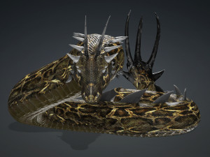 DOWNLOAD BASILIK 3D MODEL ANIMATED - ANIMAL CREATURE FAN ART BASILIK BASILIK DINOSAUR DINOSAUR SNAKE Modèle 3D