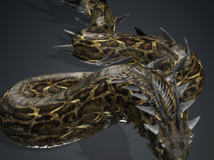 DOWNLOAD BASILIK 3D MODEL ANIMATED - ANIMAL CREATURE FAN ART BASILIK BASILIK DINOSAUR DINOSAUR SNAKE Modèle 3D