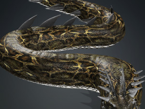 DOWNLOAD BASILIK 3D MODEL ANIMATED - ANIMAL CREATURE FAN ART BASILIK BASILIK DINOSAUR DINOSAUR SNAKE Modèle 3D