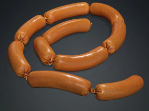 SAUSAGE PORK MEAT FOOD 3D MODEL PIG - FRANKFURTER - HOT DOG - BANGER SAUSAGE PORK MEAT FOOD 3D Model