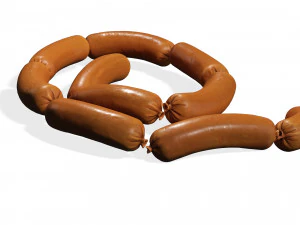 SAUSAGE PORK MEAT FOOD 3D MODEL PIG - FRANKFURTER - HOT DOG - BANGER SAUSAGE PORK MEAT FOOD 3D Model