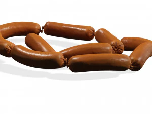 SAUSAGE PORK MEAT FOOD 3D MODEL PIG - FRANKFURTER - HOT DOG - BANGER SAUSAGE PORK MEAT FOOD 3D Model