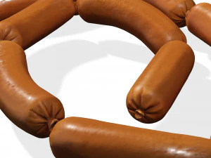 SAUSAGE PORK MEAT FOOD 3D MODEL PIG - FRANKFURTER - HOT DOG - BANGER SAUSAGE PORK MEAT FOOD 3D Model