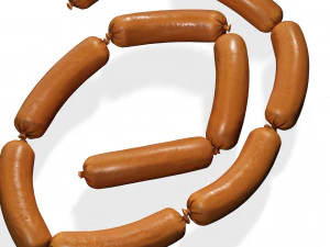 SAUSAGE PORK MEAT FOOD 3D MODEL PIG - FRANKFURTER - HOT DOG - BANGER SAUSAGE PORK MEAT FOOD 3D Model