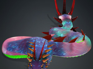 DOWNLOAD BASILIK 3D MODEL ANIMAL PYTHON BASILIK FANTASY DINOSAUR RAPTOR SNAKE DEMON DEVIL REPTILE 3D Model