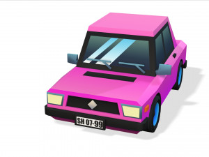 4 CARTOON CARS COLLECTION LOW POLY CAR AMBULANCE POLICE SEDAN HATCHBACK WHEELS Model 3D