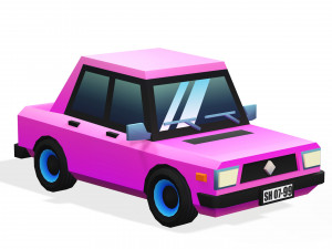 4 CARTOON CARS COLLECTION LOW POLY CAR AMBULANCE POLICE SEDAN HATCHBACK WHEELS Model 3D
