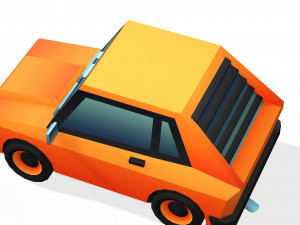 4 CARTOON CARS COLLECTION LOW POLY CAR AMBULANCE POLICE SEDAN HATCHBACK WHEELS Model 3D