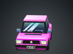 4 CARTOON CARS COLLECTION LOW POLY CAR AMBULANCE POLICE SEDAN HATCHBACK WHEELS Model 3D
