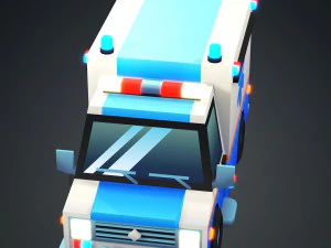 COLLEZIONE DI 4 AUTO DEI FUMETTI AUTO A BASSA POLIZIA AMBULANZA DELLA POLIZIA BERLINA HATCHBACK RUOTE Modello 3D