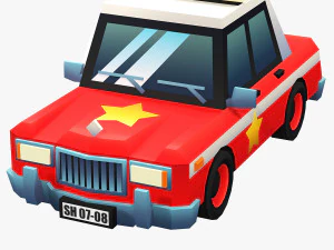 COLLEZIONE DI 4 AUTO DEI FUMETTI AUTO A BASSA POLIZIA AMBULANZA DELLA POLIZIA BERLINA HATCHBACK RUOTE Modello 3D