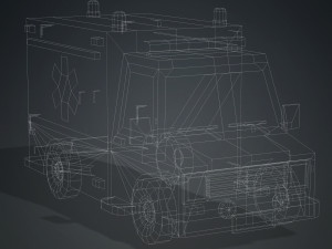 4 CARTOON CARS COLLECTION LOW POLY CAR AMBULANCE POLICE SEDAN HATCHBACK WHEELS Model 3D