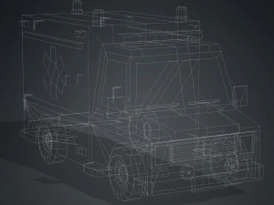 COLLEZIONE DI 4 AUTO DEI FUMETTI AUTO A BASSA POLIZIA AMBULANZA DELLA POLIZIA BERLINA HATCHBACK RUOTE Modello 3D