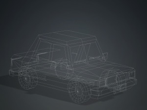 4 CARTOON CARS COLLECTION LOW POLY CAR AMBULANCE POLICE SEDAN HATCHBACK WHEELS Model 3D