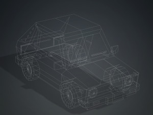 4 CARTOON CARS COLLECTION LOW POLY CAR AMBULANCE POLICE SEDAN HATCHBACK WHEELS Model 3D