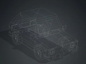 COLLEZIONE DI 4 AUTO DEI FUMETTI AUTO A BASSA POLIZIA AMBULANZA DELLA POLIZIA BERLINA HATCHBACK RUOTE Modello 3D