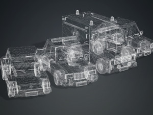 4 CARTOON CARS COLLECTION LOW POLY CAR AMBULANCE POLICE SEDAN HATCHBACK WHEELS Model 3D