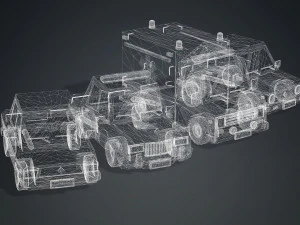 COLLEZIONE DI 4 AUTO DEI FUMETTI AUTO A BASSA POLIZIA AMBULANZA DELLA POLIZIA BERLINA HATCHBACK RUOTE Modello 3D