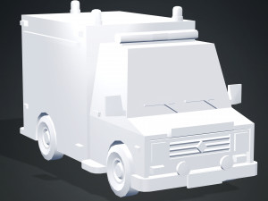 4 CARTOON CARS COLLECTION LOW POLY CAR AMBULANCE POLICE SEDAN HATCHBACK WHEELS Model 3D