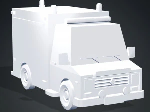 COLLEZIONE DI 4 AUTO DEI FUMETTI AUTO A BASSA POLIZIA AMBULANZA DELLA POLIZIA BERLINA HATCHBACK RUOTE Modello 3D