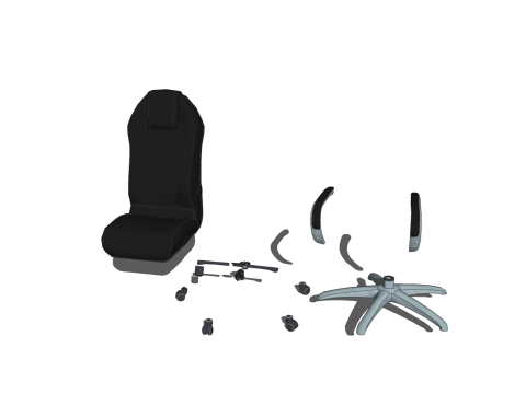 CHAIR SEAT OFFICE FURNITURE HOME GAMER HOUSE TABLE 4 COMPUTER Modello 3D