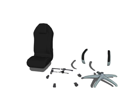 CHAIR SEAT OFFICE FURNITURE HOME GAMER HOUSE TABLE 4 COMPUTER 3D Model