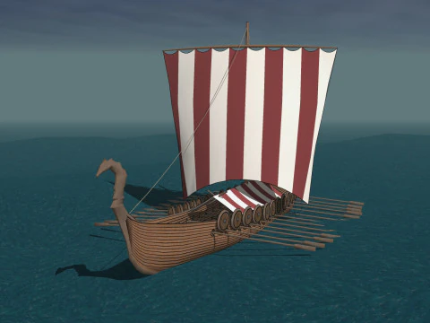 ŻAGI LINY Wiosłowanie ŁODZIE STATEK TYSIĄCA SŁONECZNEGO MORZA LĄD KOŁO ZAMACHOWE WODA OCEAN RZEKA ŚWIECA PIRAT SHIE Model 3D