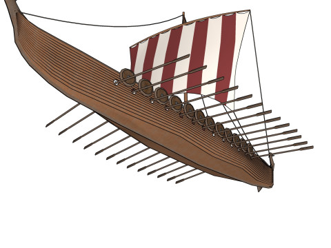 SAILS ROPES OARING BOAT SHIP THOUSAND SUNNY SEA LAND FLYWHEEL WATER OCEAN RIVER CANDLE PIRATE SHIE 3D Model