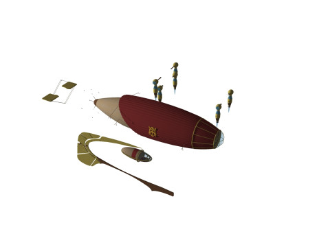 BALLOON FLYING BALLOON PLANE BALLON SHIP 1 BOAT ROPES SAILS FLEET VEHICLE 3D MODEL Modelo 3D