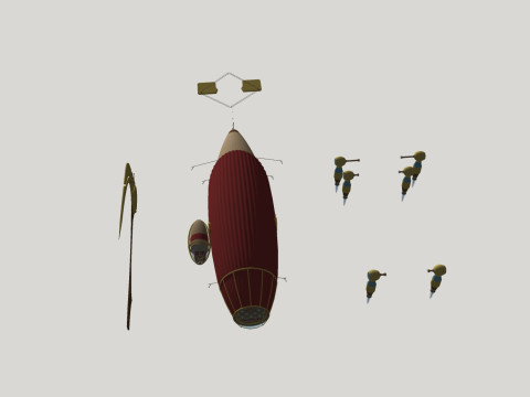 BALLOON FLYING BALLOON PLANE BALLON SHIP 1 BOAT ROPES SAILS FLEET VEHICLE 3D MODEL Modelo 3D