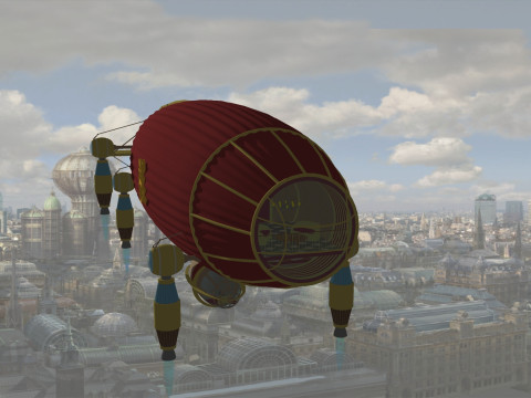 BALLOON FLYING BALLOON PLANE BALLON SHIP 1 BOAT ROPES SAILS FLEET VEHICLE 3D MODEL Modelo 3D
